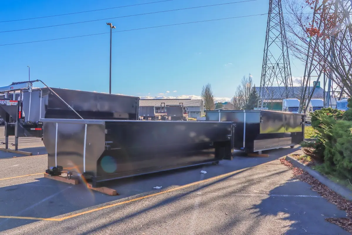 Roll-off dumpster ready for waste disposal at job site for Roofing Dumpster Rental in West New York